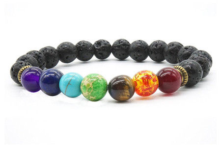 Bracelet «Guérison des 7 Chakras» en Pierres de Lave