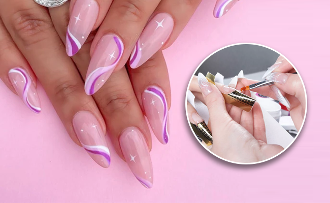 Extensions gel mains avec 2 déco au choix