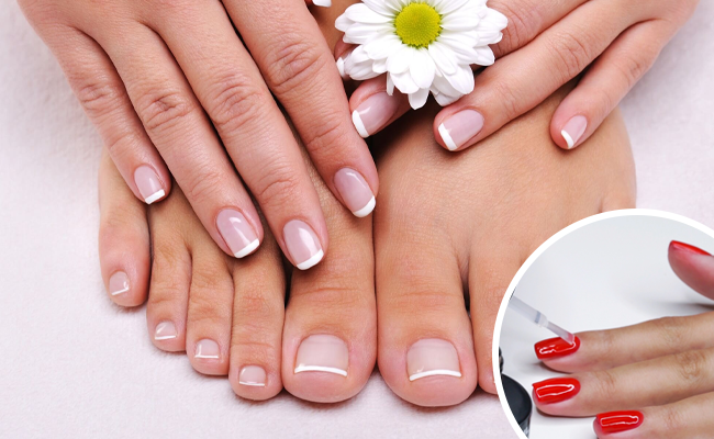 Pose de vernis semi-permanent mains ou pieds