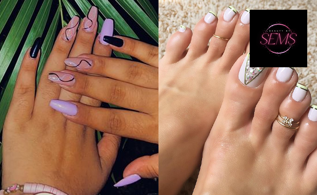 Pose de vernis semi-permanent mains ou  pieds avec déco