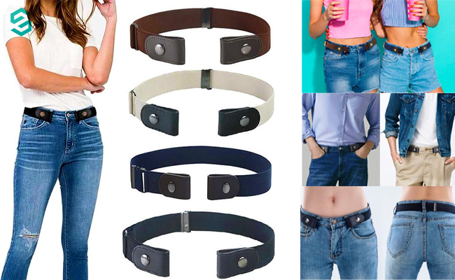 Ceinture Élastique Sans Boucle avec Fermoir à Pression