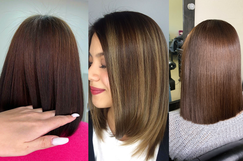 Lissage brésilien (cheveux mi-longs) jusqu'au cou
