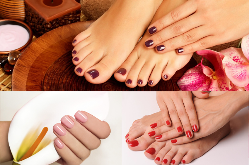  Manucure et pose de vernis semi-permanent( mains et pieds) 