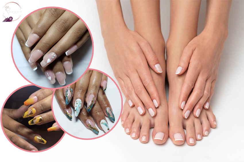 Pose de vernis semi mains et pieds avec décos