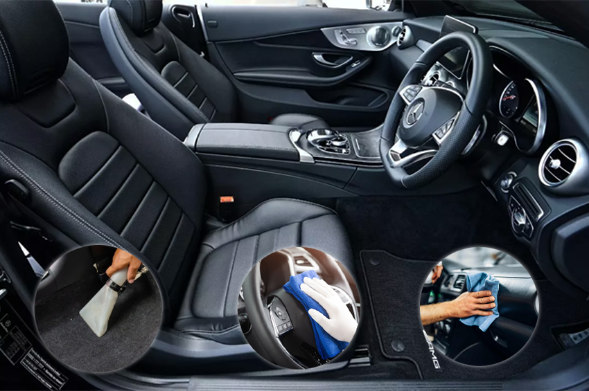 Nettoyage intérieur à sec de voiture
