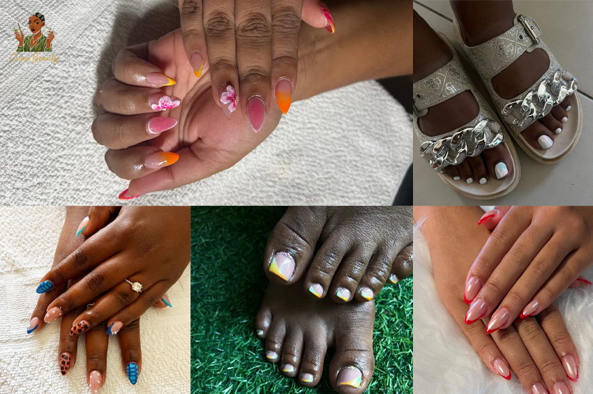 Rallongement ongles des mains + semi-permanent des pieds (avec déco)