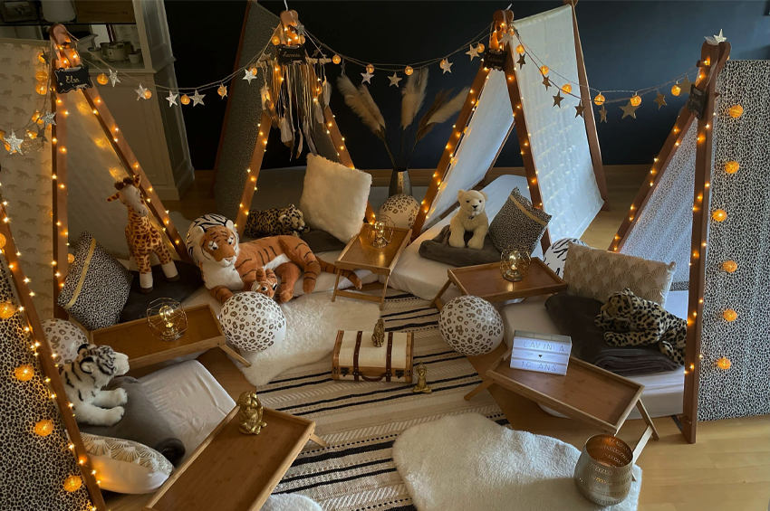 Soirée Tipis décorés et vidéoprojecteur