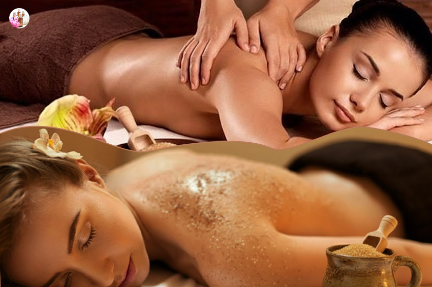 Gommage au sucre de canne, massage du dos, collation (1h)