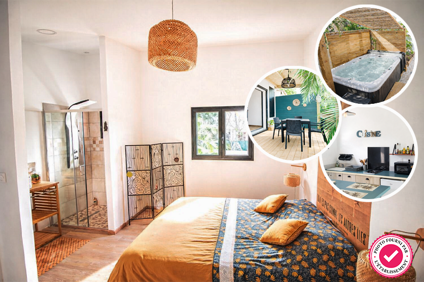 3 nuits pr 2 pers dans un bungalow avec jacuzzi et vélos électriques