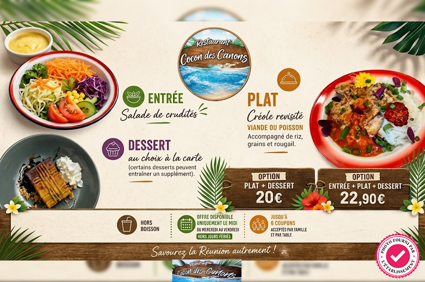 Menu Créole Midi Gourmand pr 1 pers