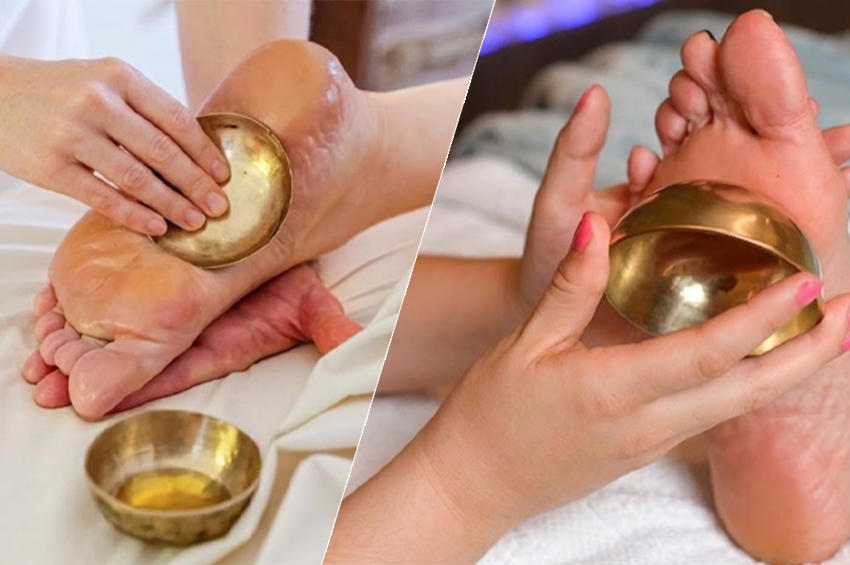 Massage ayurvédique des pieds au bol Kansu (1h)